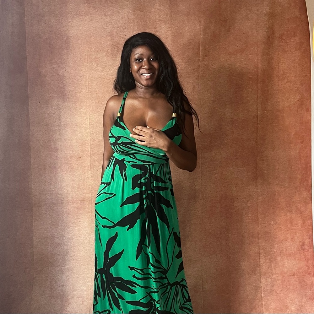 Lila black and green floral maxi dress size 12